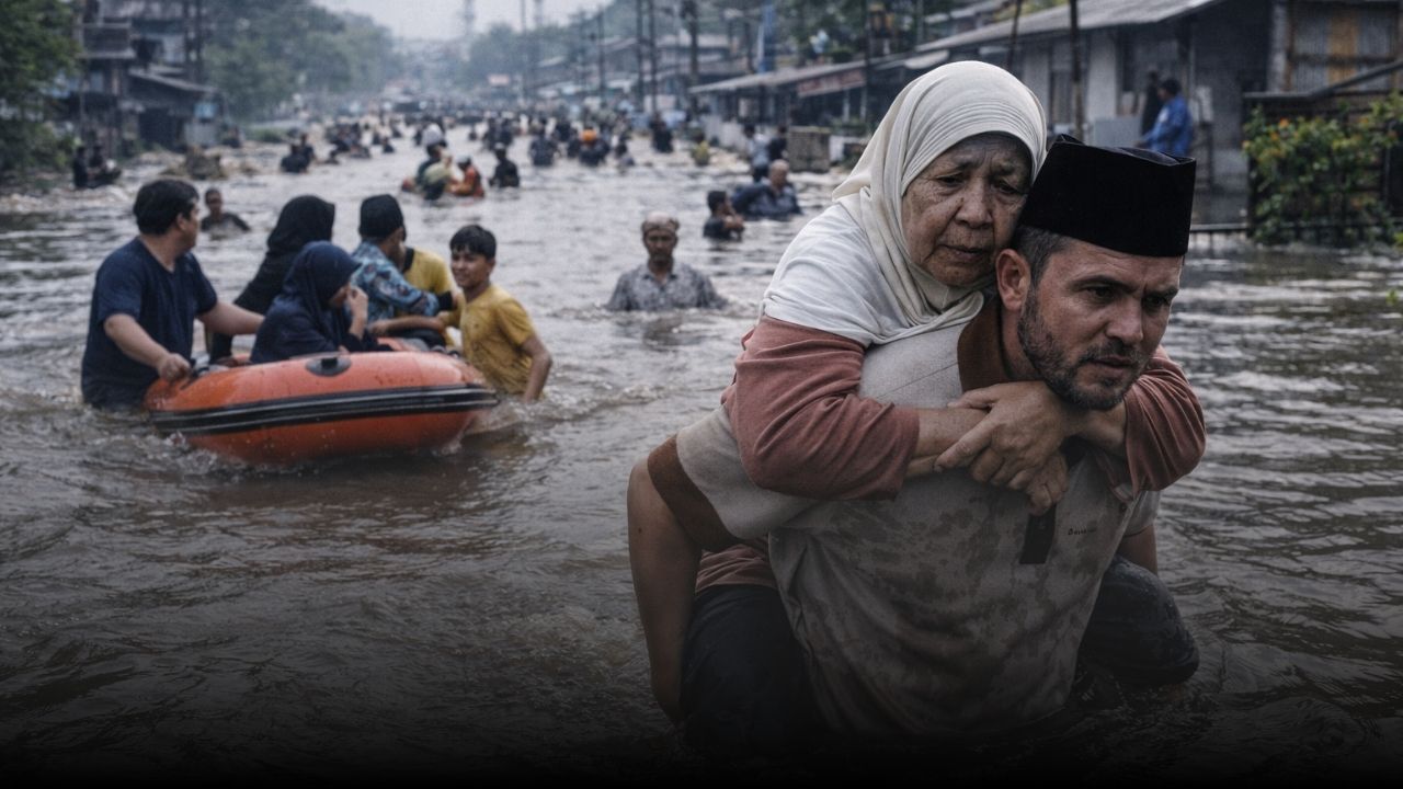 Awal Ramadan Ribuan Keluarga di Bekasi Terjebak Banjir